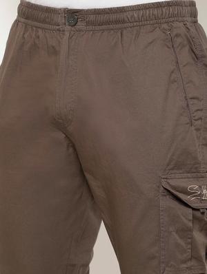 brown solid cargo casual trousers - 17376760 - Standard Image - 5