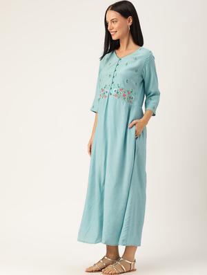 embroidered detail maxi dress - 17376834 - Standard Image - 2