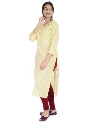 block printed straight kurta - 17376923 - Standard Image - 2
