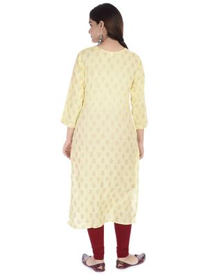 block printed straight kurta - 17376923 - Standard Image - 3