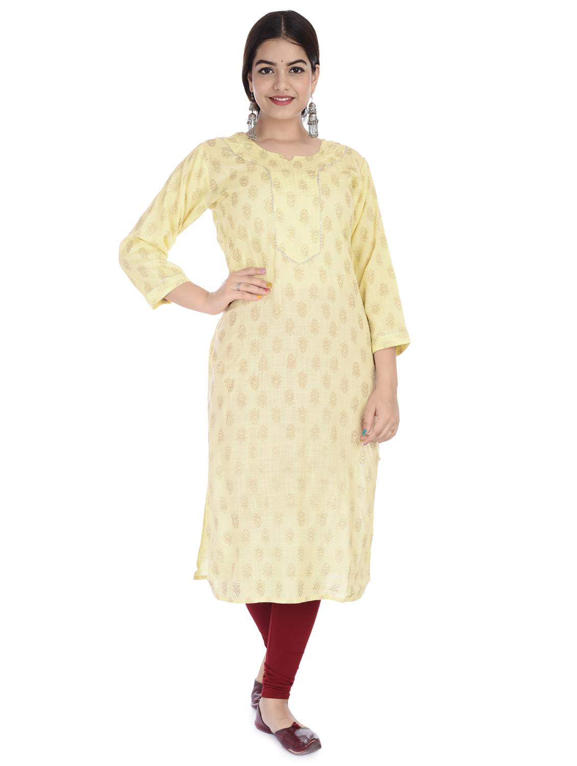block printed straight kurta - 17376923 - Zoom Image - 1