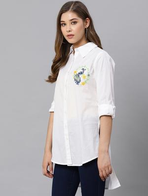 embroidered detail high low shirt - 17376976 - Standard Image - 2