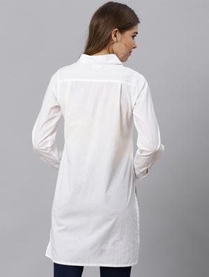embroidered detail high low shirt - 17376976 - Standard Image - 3