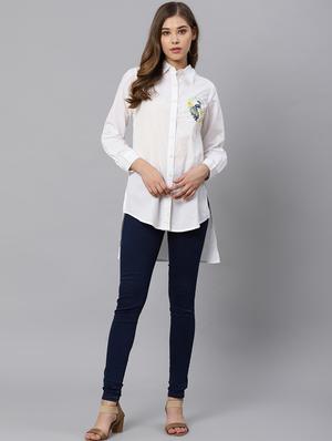 embroidered detail high low shirt - 17376976 - Standard Image - 4