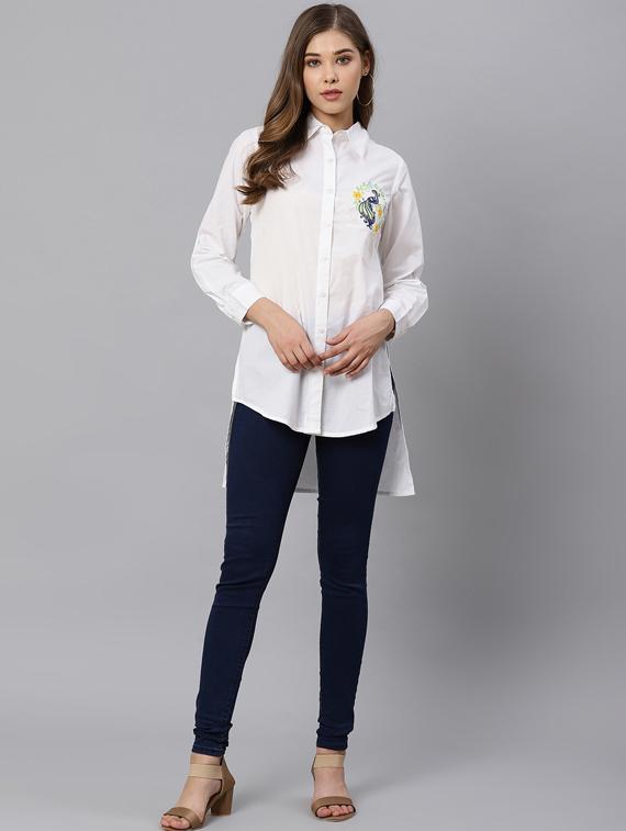 embroidered detail high low shirt - 17376976 - Zoom Image - 4