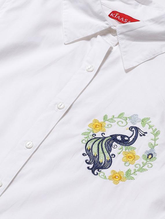 embroidered detail high low shirt - 17376976 - Zoom Image - 5