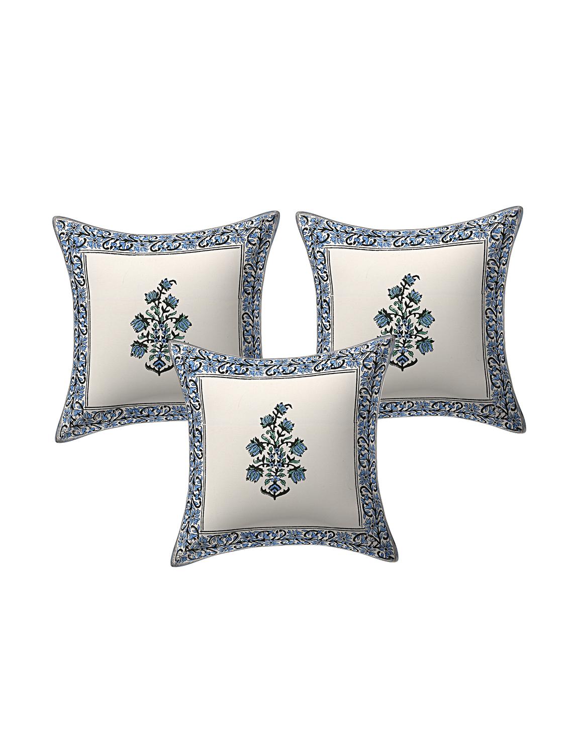 cotton jaipuri hand block print canvas cushion cover (pack of 3) - 17377201 - Zoom Image - 1