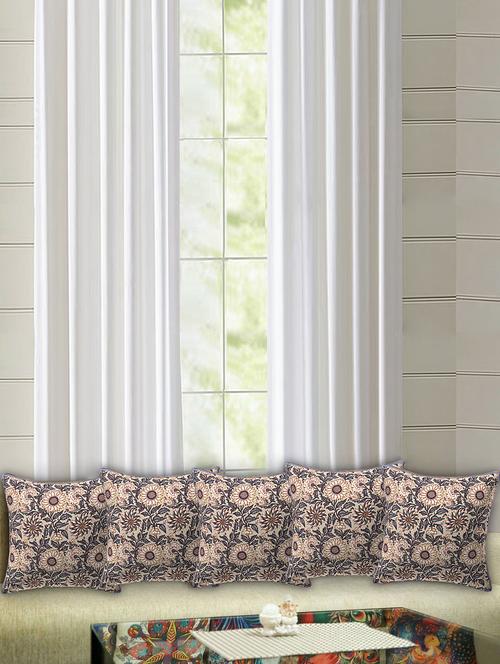 cotton jaipuri hand block print canvas cushion cover(pack of 5) - 17377269 - Standard Image - 1