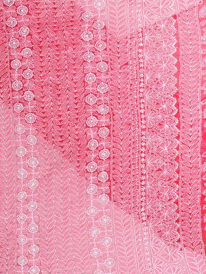 red georgette chikankari saree with blouse - 17377868 - Standard Image - 3