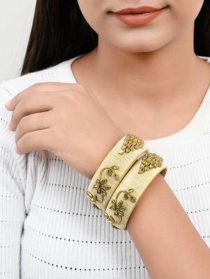 beige brass bangle - 17377911 - Standard Image - 5