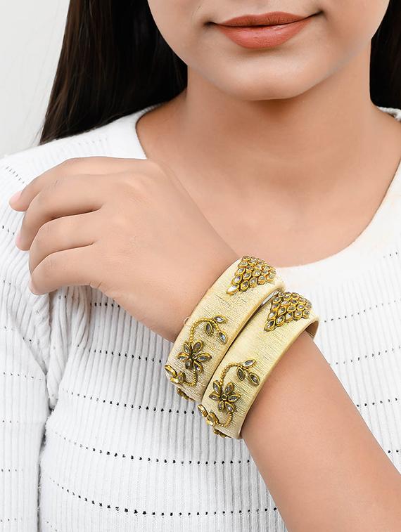 beige brass bangle - 17377911 - Zoom Image - 5