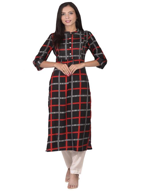 checkered straight kurta - 17377921 - Standard Image - 1