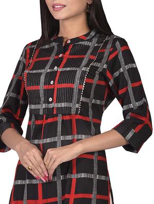 checkered straight kurta - 17377921 - Standard Image - 4