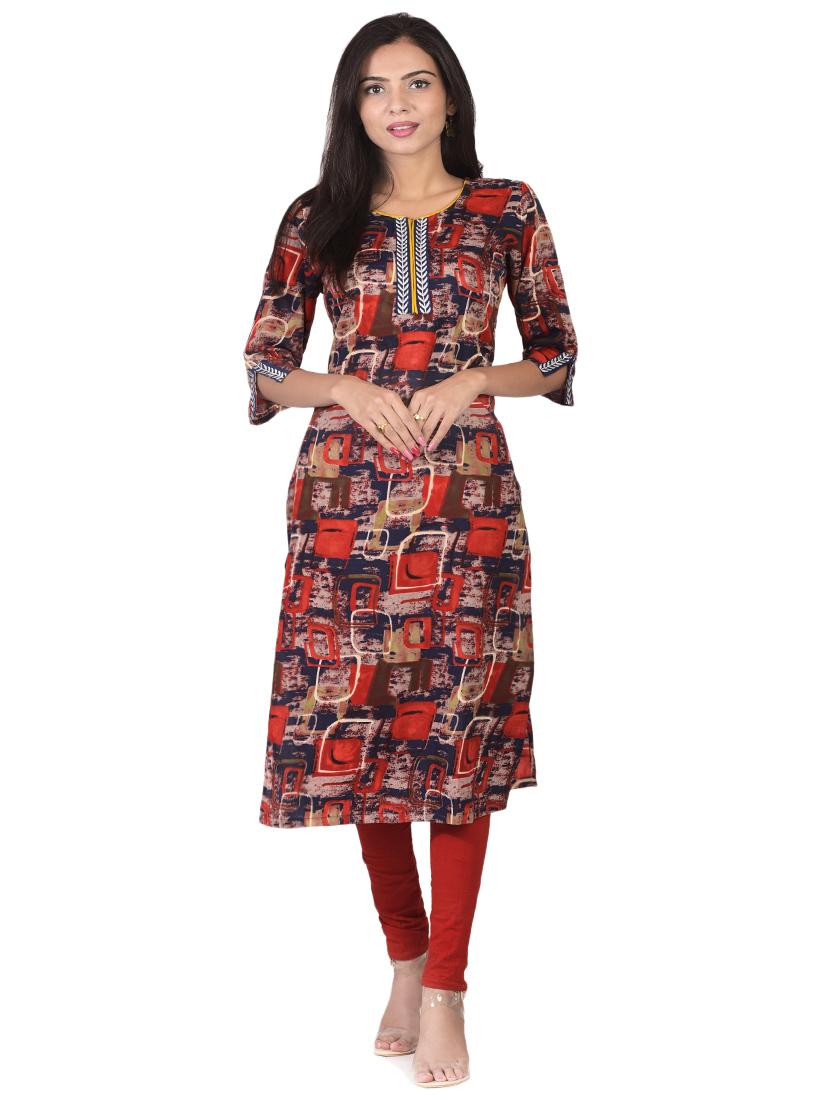 printed straight kurta - 17377932 - Zoom Image - 1