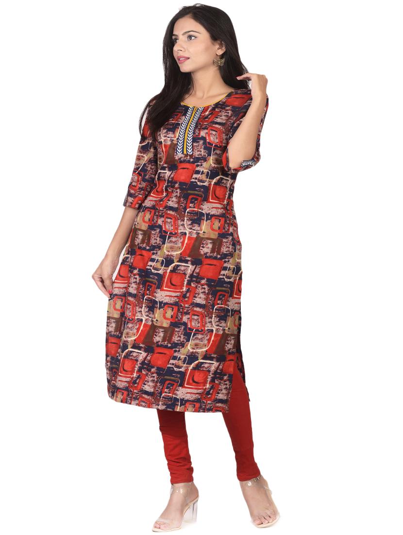 printed straight kurta - 17377932 - Zoom Image - 2