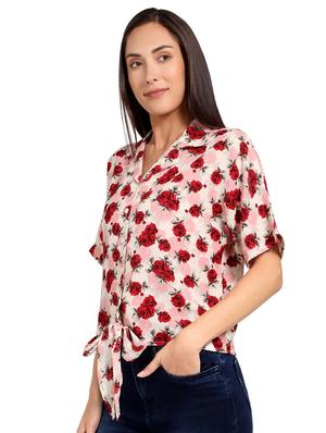 tie front floral shirt - 17377961 - Standard Image - 2