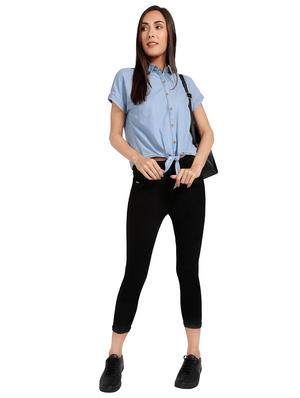 tie front solid shirt - 17377962 - Standard Image - 4