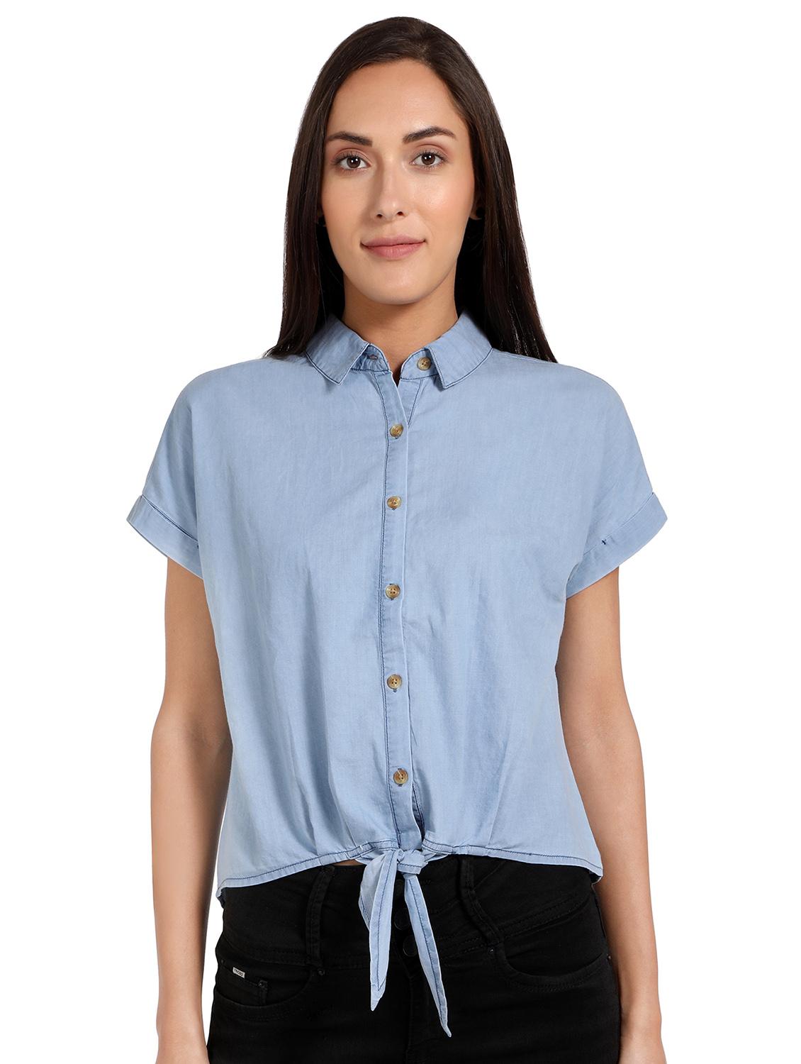 tie front solid shirt - 17377962 - Zoom Image - 1