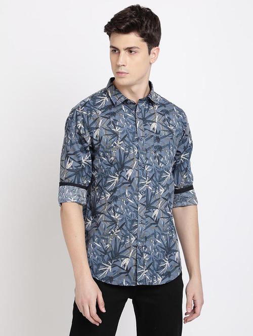 blue printed casual shirt - 17378900 - Standard Image - 1