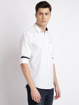 white solid casual shirt - 17378902 - Standard Image - 2