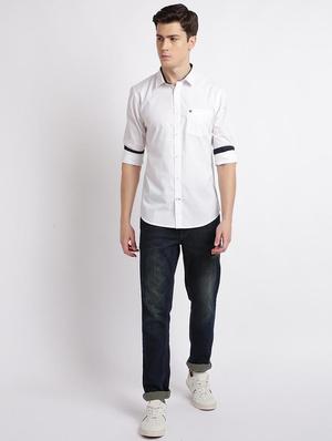 white solid casual shirt - 17378902 - Standard Image - 4