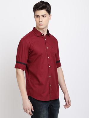 maroon solid casual shirt - 17378903 - Standard Image - 2