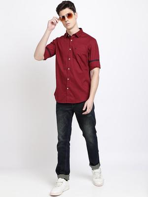 maroon solid casual shirt - 17378903 - Standard Image - 4