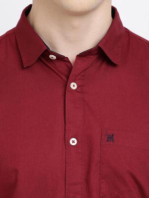 maroon solid casual shirt - 17378903 - Standard Image - 5