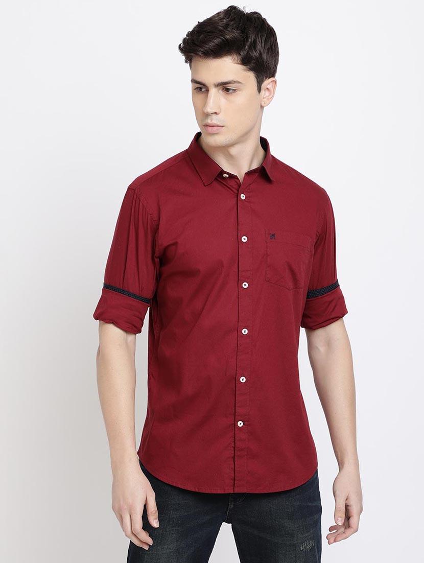 maroon solid casual shirt - 17378903 - Zoom Image - 1
