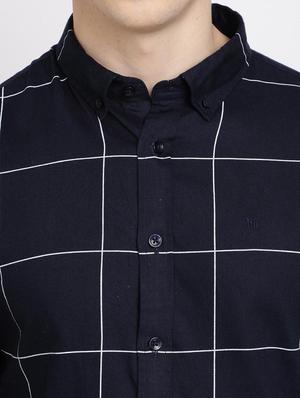 navy blue checkered casual shirt - 17378913 - Standard Image - 5