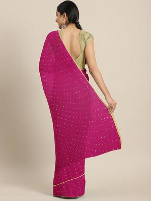 embellished bordered saree with blouse - 17379077 - Standard Image - 2