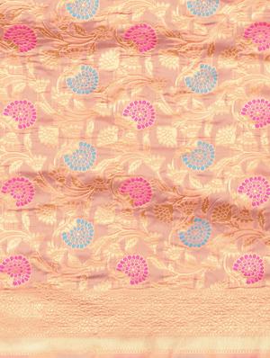 zari work silk blend saree with blouse - 17379131 - Standard Image - 4