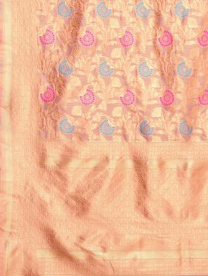 zari work silk blend saree with blouse - 17379131 - Standard Image - 5