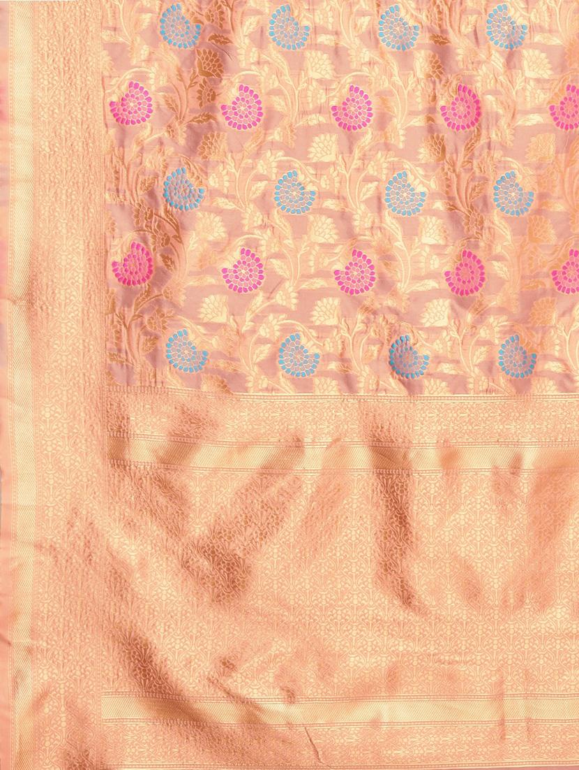 zari work silk blend saree with blouse - 17379131 - Zoom Image - 5