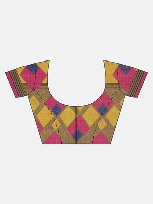 geometrical printed saree with blouse - 17379147 - Standard Image - 3