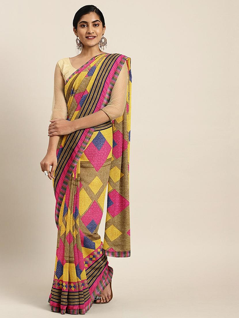 geometrical printed saree with blouse - 17379147 - Zoom Image - 1