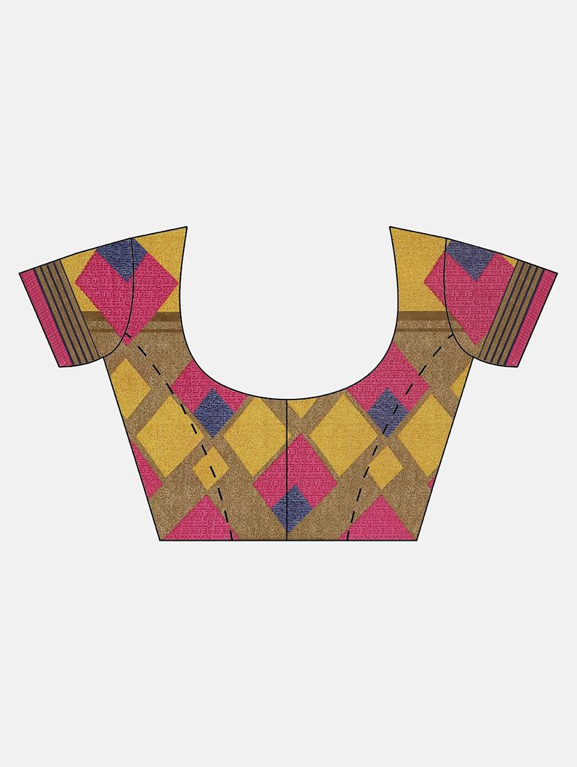 geometrical printed saree with blouse - 17379147 - Zoom Image - 3