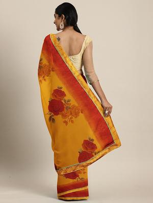 floral printed saree with blouse - 17379156 - Standard Image - 2