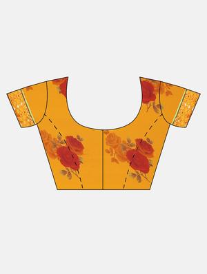 floral printed saree with blouse - 17379156 - Standard Image - 3