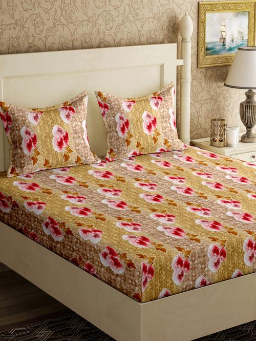 polycotton double bedsheet queen size with 2 pillow cover - 17379180 - Standard Image - 1