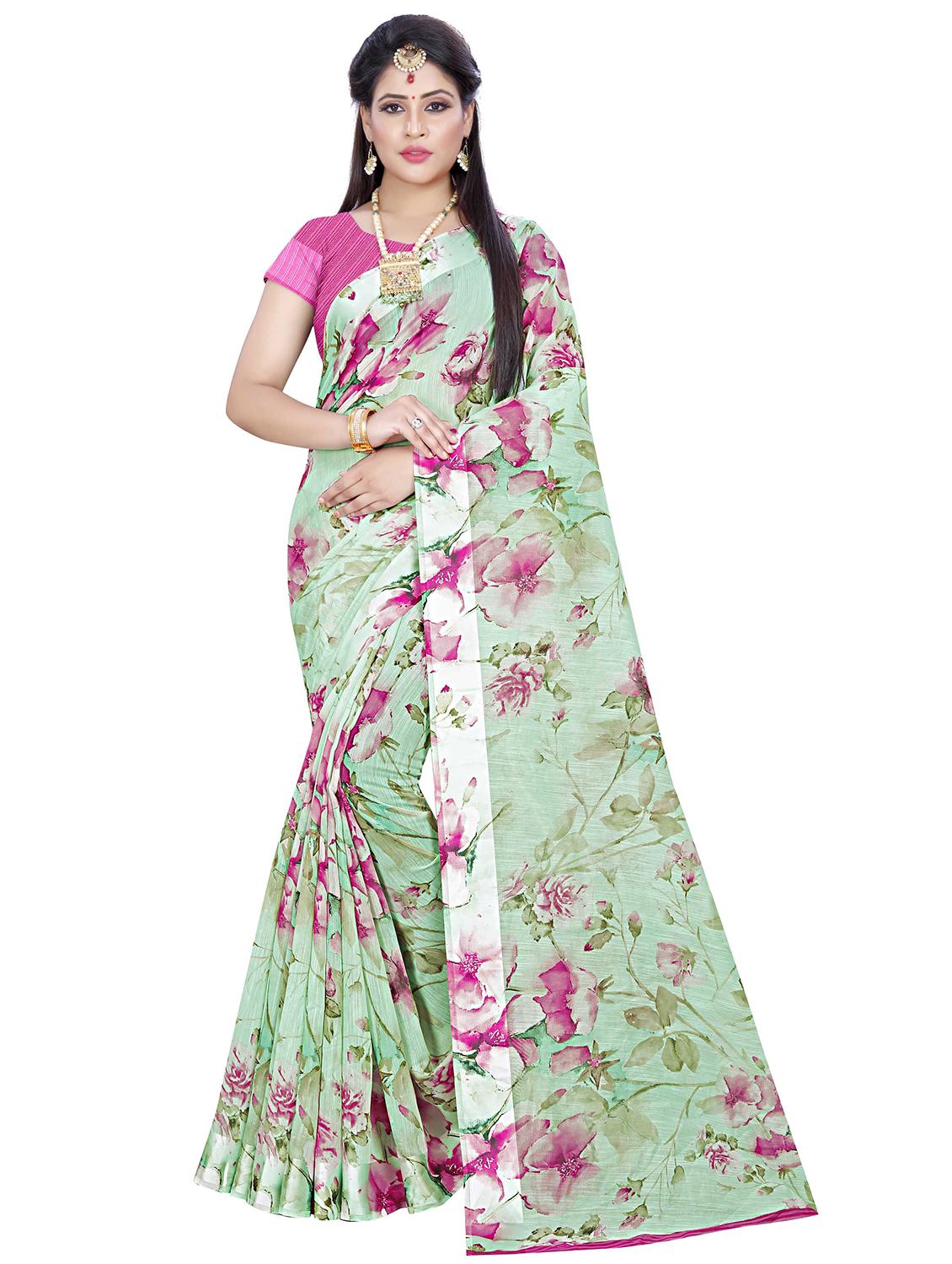 floral woven saree with blouse - 17379575 - Zoom Image - 1