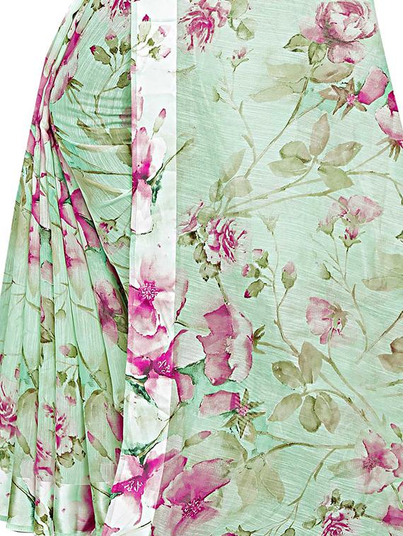 floral woven saree with blouse - 17379575 - Zoom Image - 3