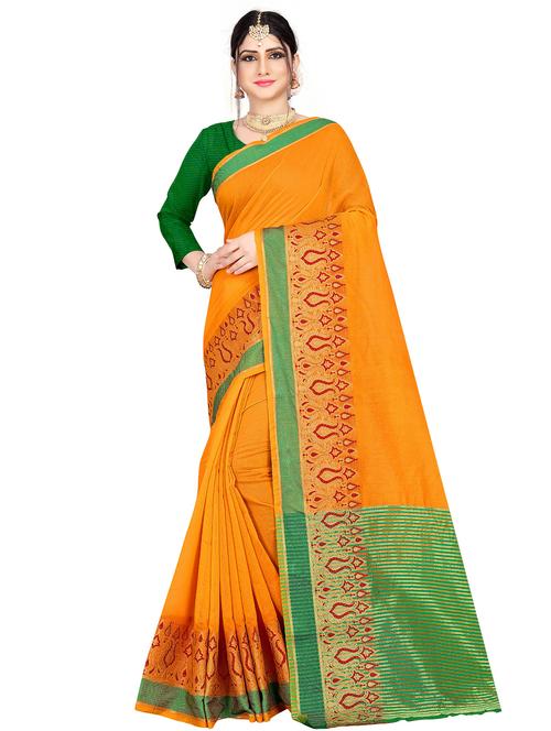 solid bordered saree with blouse - 17379631 - Very Small Image - 1