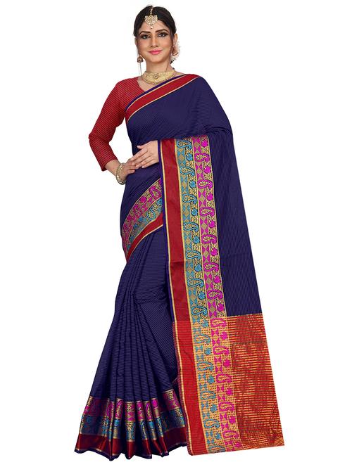 solid woven saree with blouse - 17379640 - Standard Image - 1