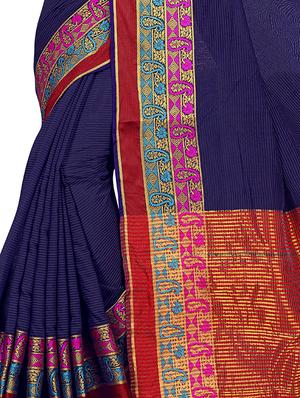 solid woven saree with blouse - 17379640 - Standard Image - 4