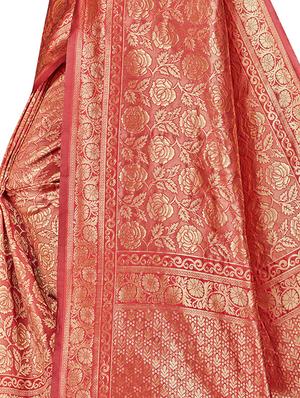 zari work woven saree with blouse - 17379768 - Standard Image - 4