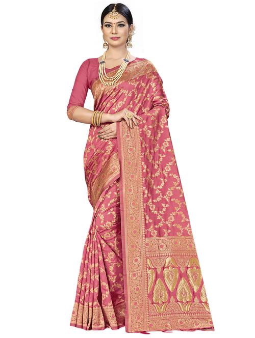 zari work woven saree with blouse - 17379772 - Standard Image - 1