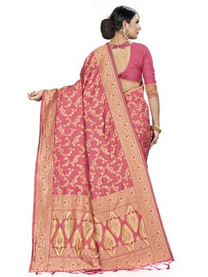 zari work woven saree with blouse - 17379772 - Standard Image - 2