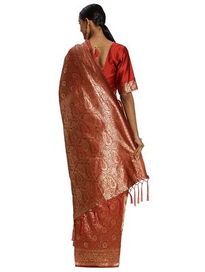 zari work woven saree with blouse - 17379775 - Standard Image - 2