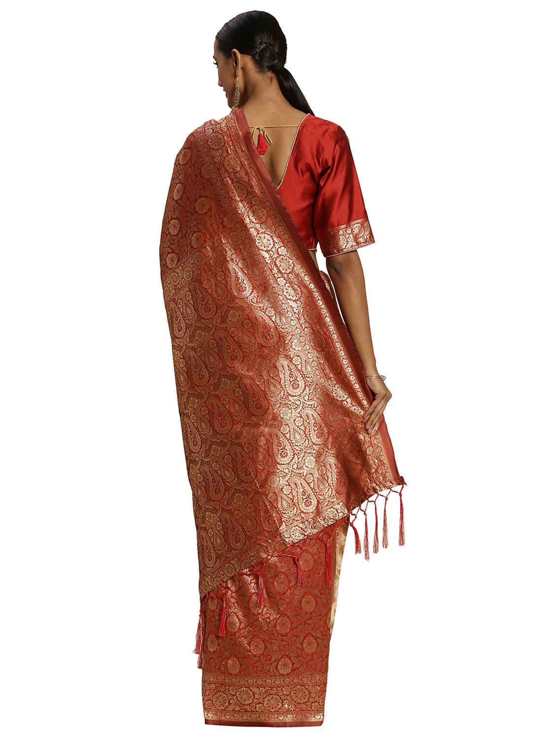 zari work woven saree with blouse - 17379775 - Zoom Image - 2